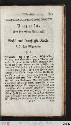 Sechs und dreyßigste Karte: Amerika, oder der vierte Welttheil