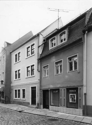 Meißen-Altstadt, Fleischergasse 8/9. Wohnhäuser mit Laden (18. Jh.). Straßenansicht