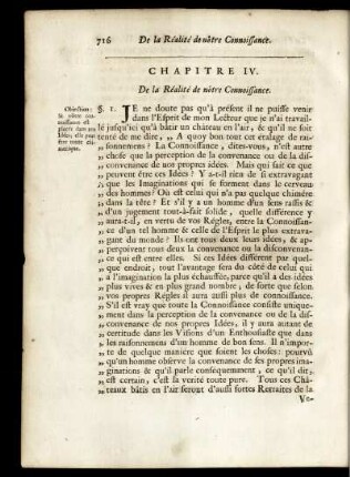 Chapitre IV. De la Réalité de nôtre Connoissance