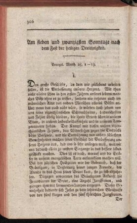 Am sieben und zwanzigsten Sonntage nach dem Fest der heiligen Dreieinigkeit
