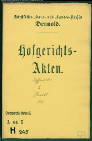 Hoffmeister, Witwe zu Lage gegen Landvogt Bracht - Schuldforderung