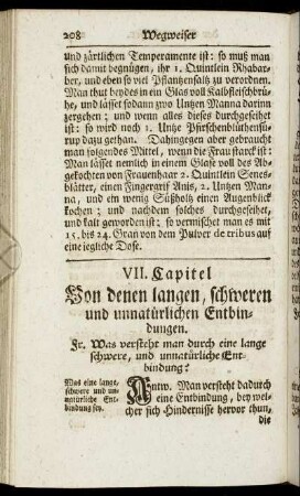 VII. Capitel. Von denen langen, schweren und unnatürlichen Entbindungen.