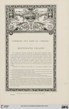 8: Comment fut payé le "Persée" de Benvenuto Cellini