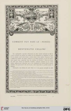 8: Comment fut payé le "Persée" de Benvenuto Cellini
