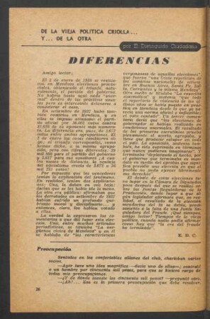 Diferencias : De la vieja política criolla y... de la otra