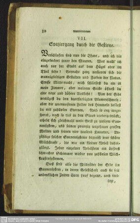 VII. Spaziergang durch die Gestirne