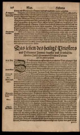 Das leben des heiligen Priesters und Bekenners Iuonis/ ...
