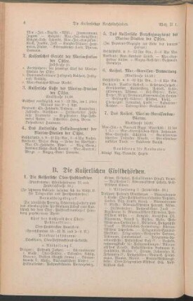 B. Die Kaiserlichen Civilbehörden.