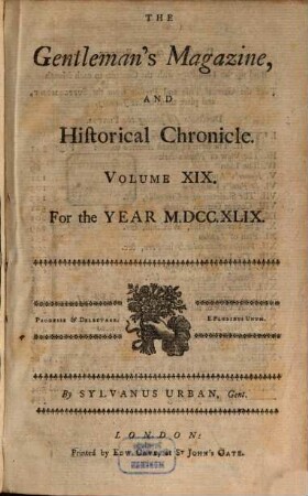 The gentleman's magazine. 19. 1749