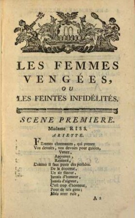 Les Femmes Vengées, ou Les Feintes Infidélités : Opera-Comique En Un Acte Et En Vers