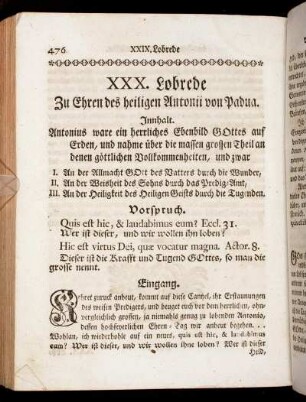 XXX. Lobrede Zu Ehren des heiligen Antonii von Padua.