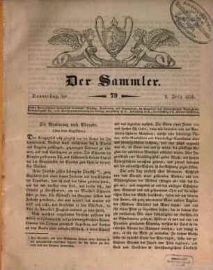 Der Sammler : ein Unterhaltungsblatt. 27, 27. 1835, [2]