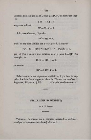 Sur la série harmonique.