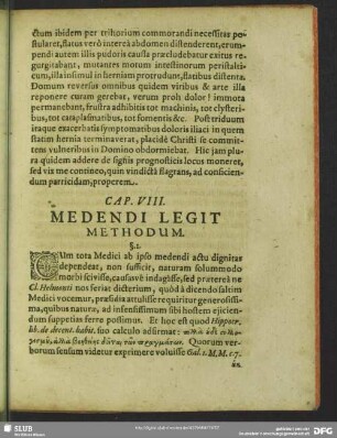 Cap. VIII. Medendi Legit Methodum