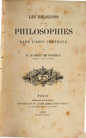 Les Religions et les Philosophies dans l'Asie centrale