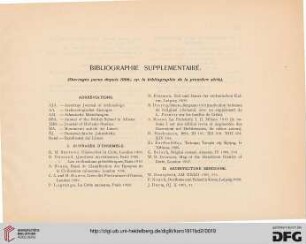 Bibliographie supplementaire