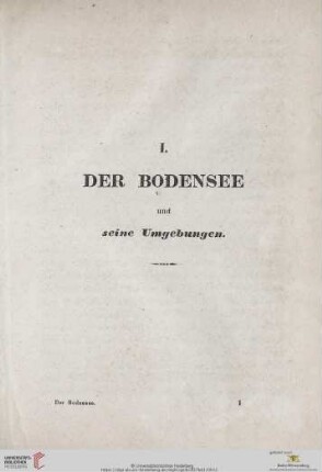 I. Der Bodensee und seine Umgebungen