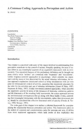 A common coding approach to perception and action