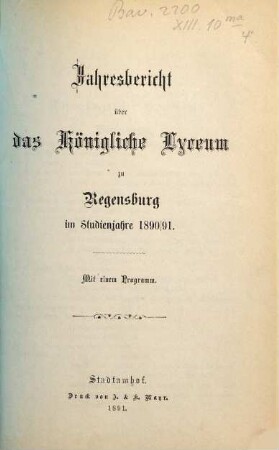 Jahres-Bericht. 1890/91