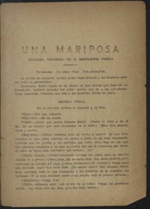 Una mariposa : díalogo, original