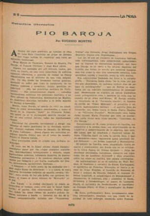 Estudios literarios : Pio Baroja