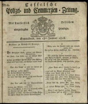 Nr. 4, Sonnabend, den 13ten Januar 1816