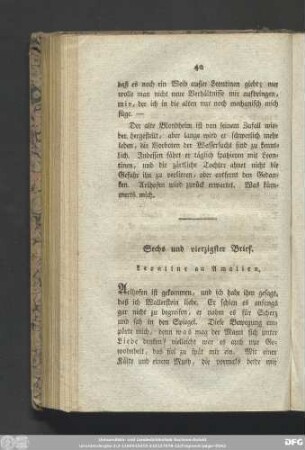 Sechs und vierzigster Brief. Leontine an Amalien.