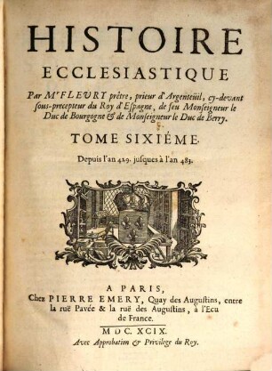 Histoire Ecclesiastique, 6. Depuis l'an 429 jusques à l'an 483