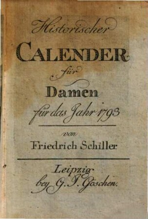 Historischer Calender für Damen : Für das Jahr .... 1793
