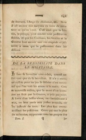 241-251, De la sensibilité dans le militaire. - Honneur.