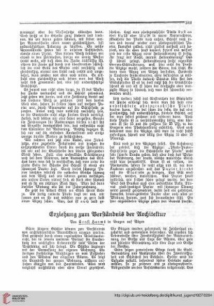 N.F. 7.1927 S. 249-250: Erziehung zum Verständnis der Architektur