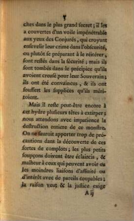 Lettre au sujet de la découverte de la conjuration formée contre le roi de Portugal