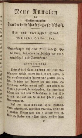 Ein und vierzigstes Stück. Den 25sten October 1814.