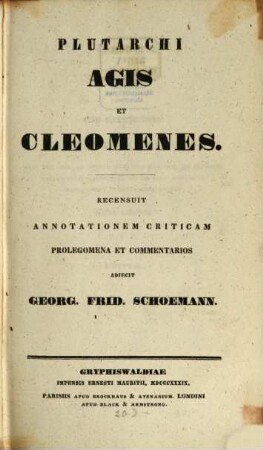 Agis et Cleomenes