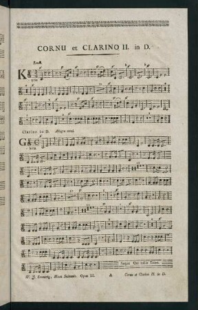 1-4, Missa Solemnis. Opus III. Cornu et Clarino II. in D.
