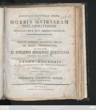 Dissertatio Inavgvralis Medica De Morbis Qvibvsdam Inflammationes Simvlantibvs Avt Dissimvlantibvs