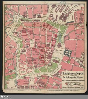 Stadtplan von Leipzig (innere Stadt) für die Zwecke der Messen