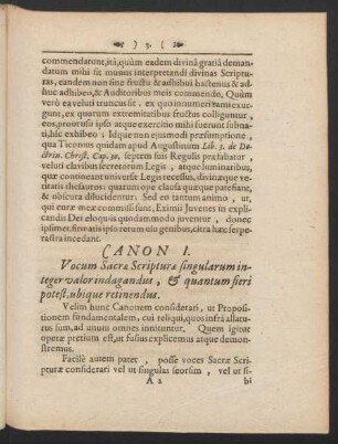Canon I. Vocum Sacra Scripturae singularum integer valor ...