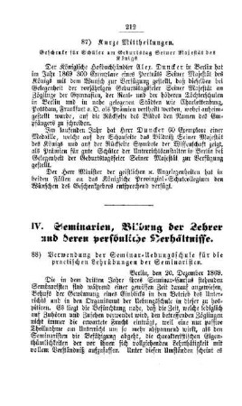 Kurze Mittheilungen : [III. Gymnasien und Realschulen]