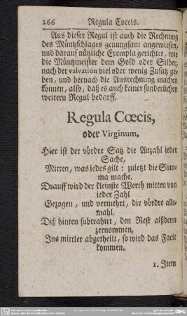 Regula Coecis, oder Virginum