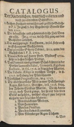 Catalogus Der Riederischen, würklich edirten und noch zu edirenden Schrifften