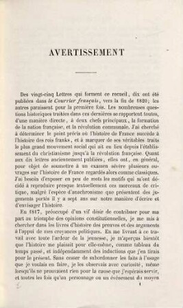 Lettres sur l'histoire de France : pour servir d'introduction à l'étude de cette histoire