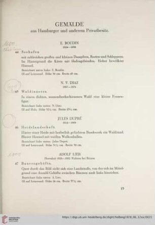 Gemälde aus Hamburger und anderem Privatbesitz (Nr. 44-52)