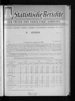 Der Fremdenverkehr in Hamburg im Juli 1956 : Lfd. Nr. 36