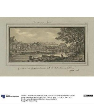 Dorotheen-Stadt. Ein Theil des Schiffbauerdammes und der Weidendammer Brükke. im Jahr 1780.