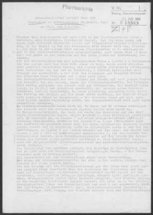 Untersontheim: Visitationsbericht mit Pfarrbericht 1960
