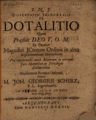 Diss. inaug. de dotalitio