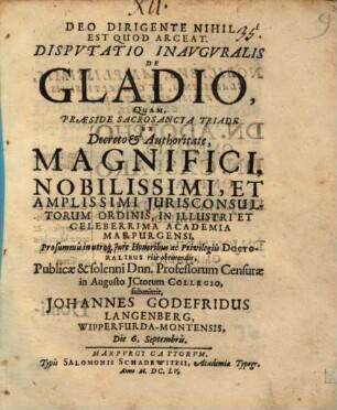 Disp. inaug. de gladio