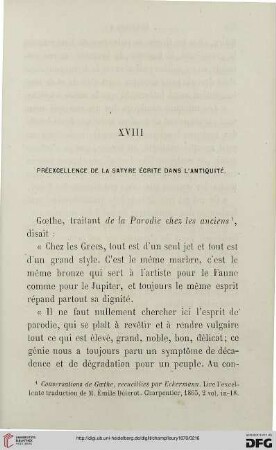 XVIII: Préexcellence de la satyre écrite dans l’antiquité