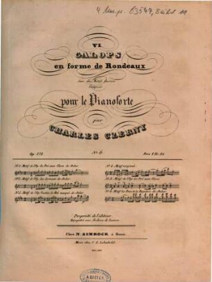 Six galops en forme de rondeaux sur des motifs favoris : op. 372. 6, Motif de l'opéra: La Bagadère